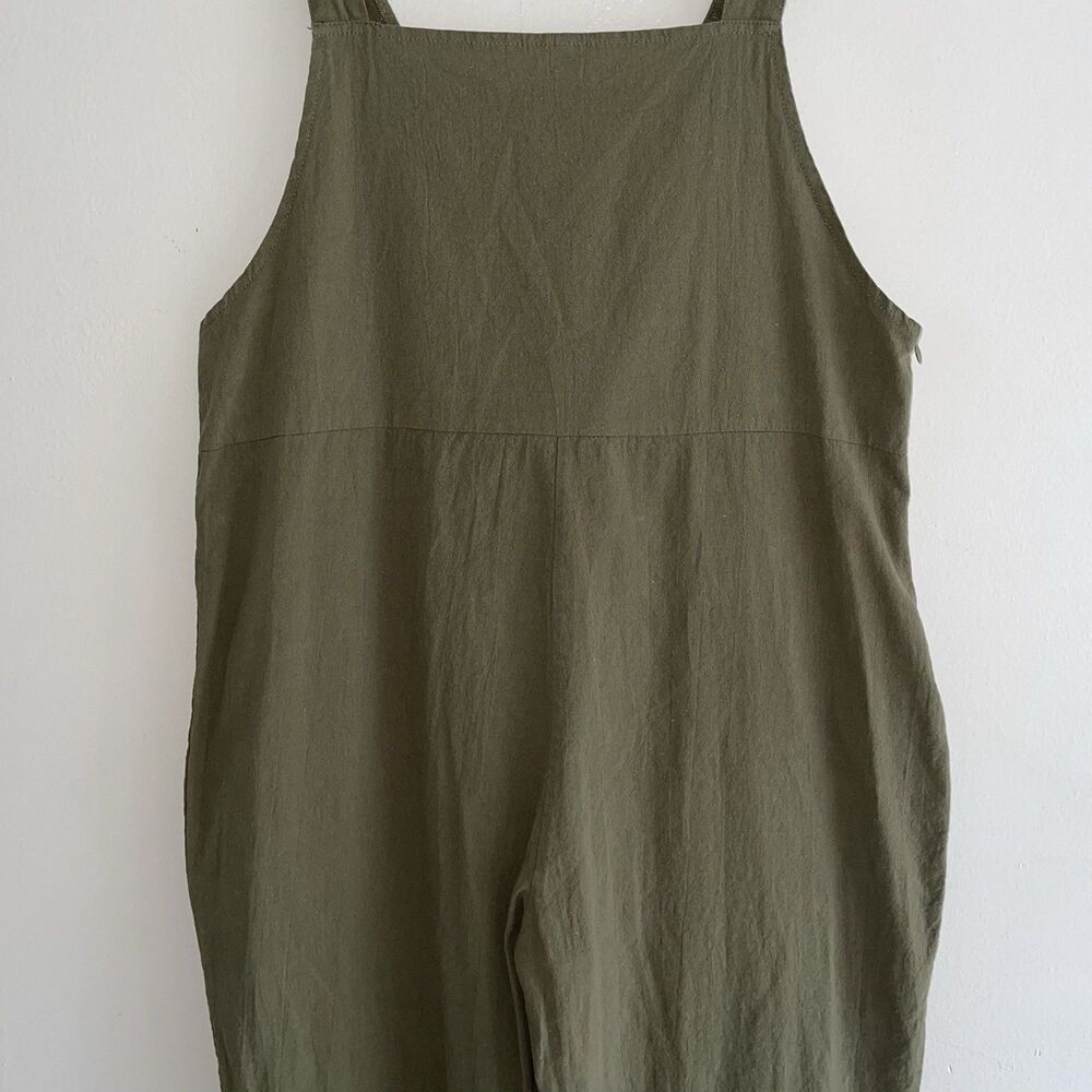 Lagenlook Overall Womens Size L Hunter Green Cotton Blend Slouchy Lightweight - Picture 5 of 10